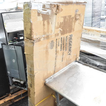 BRAND NEW SCRATCH AND DENT! Regency 600T3060G 30" x 60" 18-Gauge 304 Stainless Steel Commercial Work Table with Galvanized Legs and Undershelf