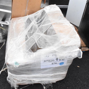Brand new Steelton 36" utility sink with drainboard, 8" faucet, scratch and dent condition, wrapped in plastic with label APR26-179.