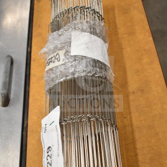 Brand new Vollrath B205133 wire conveyor belt, 14.5 x 57 inches, with minor scratches; includes auction tags.