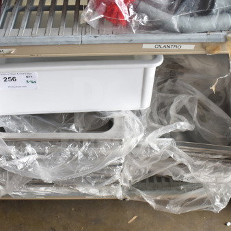 16 new scratch and dent items, including Baker's Lane 18"x26"x6" white dough proofing box, Choice 4" deep water pan.
