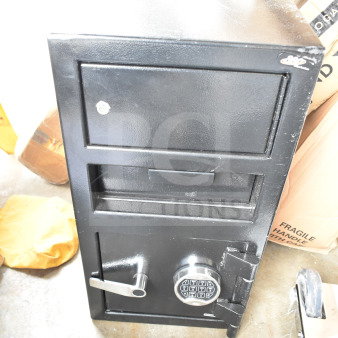 BRAND NEW SCRATCH AND DENT! 360 Office Furniture 14" x 14" x 27 1/4" Black Steel Depository Safe with Electronic Keypad Lock and Independent Top Locker
