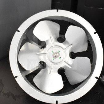 US Motors EC5472FP Motor, 115-230V, 1 Phase, new condition, silver fan blades, includes packaging with screws.