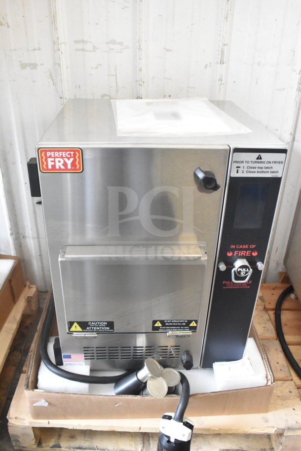Brand new 2024 Perfect Fry PFC730 ventless countertop deep fryer, semi-automatic, 208V, 1 phase, minor scratches.