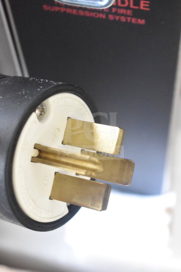 Alt text: "2024 Perfect Fry PFC730 deep fryer plug, 208 volts, 1 phase, showing connection detail of ventless countertop fryer."