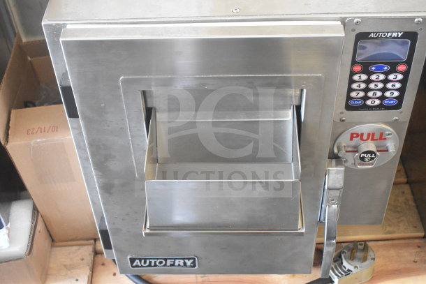 "Brand new Autofry MTI-5 ventless fryer, 2-gallon, 240V, 1 phase, scratch and dent model, control panel visible."