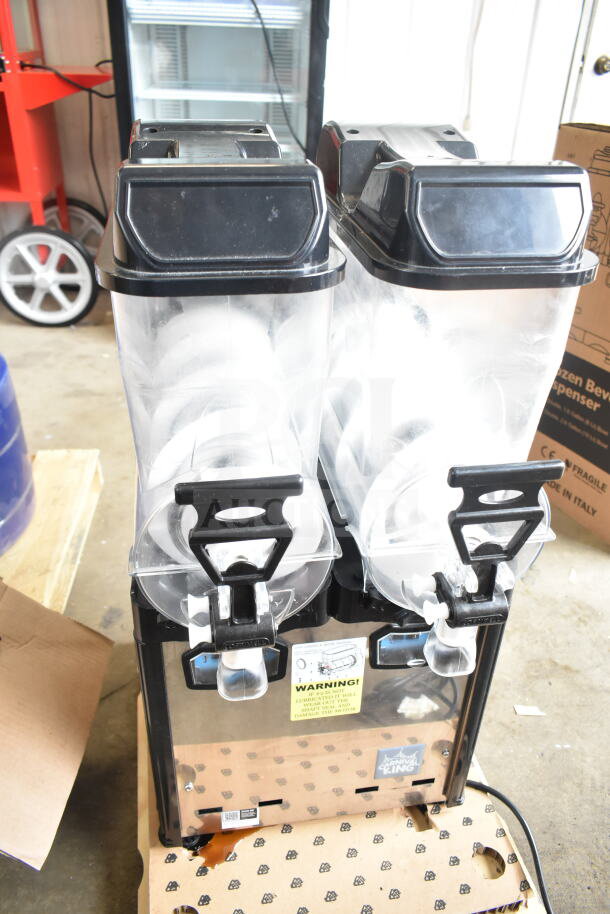 Carnival King Oasis 2-10 frozen beverage machine, 2.6-gallon capacity, pourover model, minor scratches, new condition.