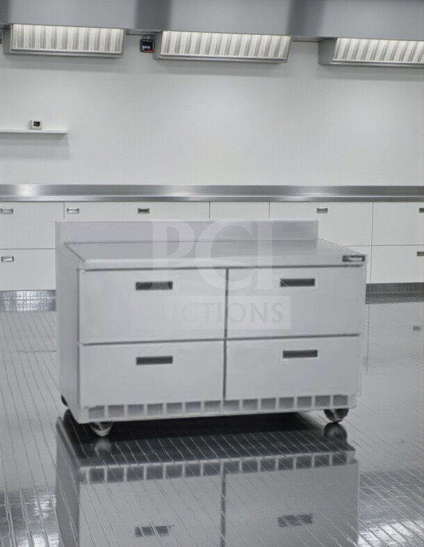 Delfield STD4460NP stainless steel 60" worktop refrigerator with 4 drawers, 18.3 cu. ft., premium condition, NSF listed.