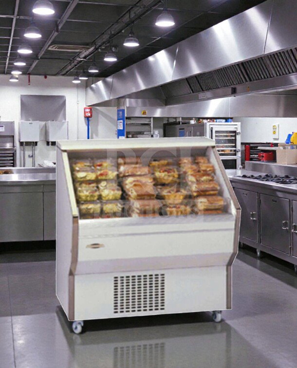 Federal Industries RSS3SC-2B refrigerated display case, open-air cooler, 36", elite condition, fully tested, NSF/UL listed.