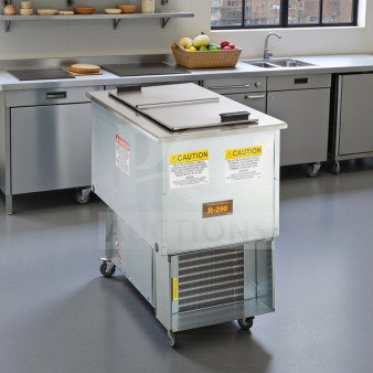 Pristine Delfield N225P 6 Gallon Drop-In Freezer, stainless steel lids, NSF/cULus listed, fully tested, with caution labels.