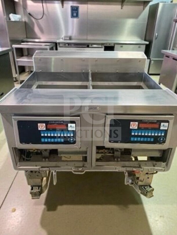 Ultrafryer Systems 78" gas deep fryer, model B-P20-18-4-UC_NAT, with 4 fry tanks, UltraClear filtration, 260,000 BTU.