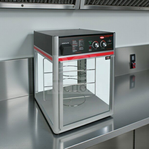 Hatco FSD-2 Flav-R-Savor rotating heated pizza merchandiser with 3 levels, in superb condition, NSF/UL listed, 120V.