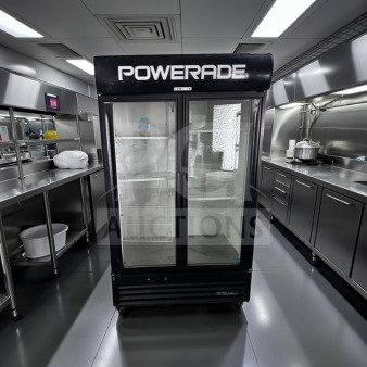 True GDM-43EM Powerade Branded Glass Door Merchandiser Refrigerator, 2 Swing Doors, 115V, ENERGY STAR, NSF Listed.