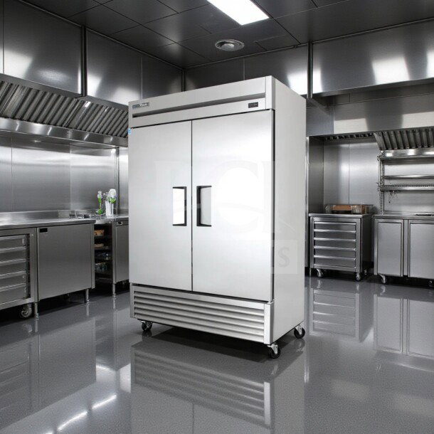 True T-49-HC 54" reach-in refrigerator, 2 solid doors, 49 cu. ft., NSF/UL listed, outstanding condition, fully tested.