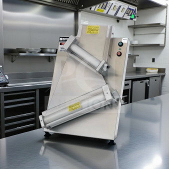 Brand new Doyon DL18DP countertop dough sheeter with dual angled rollers, sheeting up to 17". NSF/ETL listed. 120V.