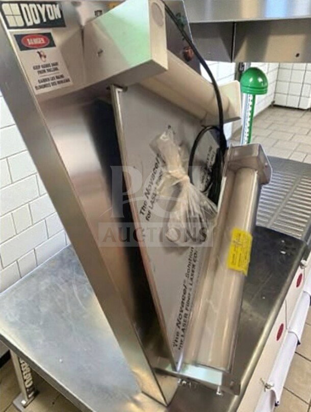 Brand new Doyon DL18DP countertop dough sheeter, dual angled rollers, sheets up to 17", 120V, NSF/ETL listed, tested operational.