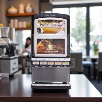 Brand new Perfect Servings UV-PSPD5-AV-BL-T-B coffee condiment powder dispenser, 5 selections, 120V, 500W, ETL listed.