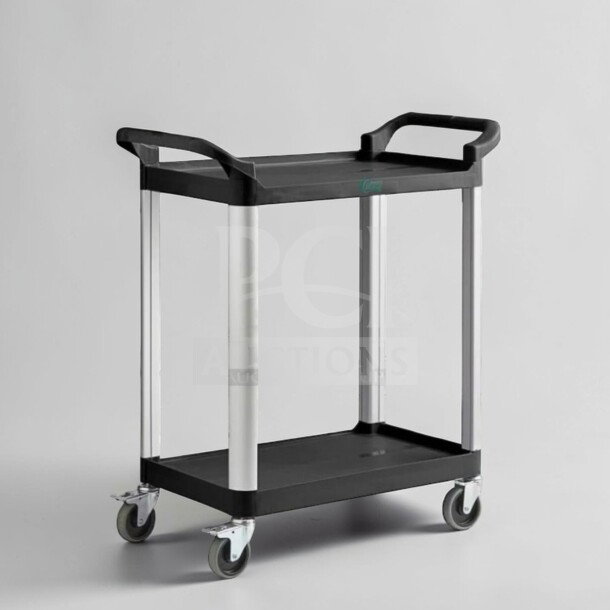 Brand new Choice Small Bus Cart, model BUS-S-CART-0770, 2-shelf utility cart, 24" x 16", heavy-duty commercial use.