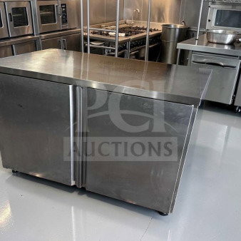 GSW CTD-P3048H 48” stainless steel work table with hinged doors and mid-shelf, in outstanding condition, fully tested.