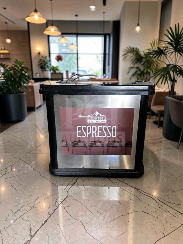 Cambro BAR540110 Cambar® portable bar, black, 55" with ice bin, commercial beverage station, top-tier condition, fully tested.
