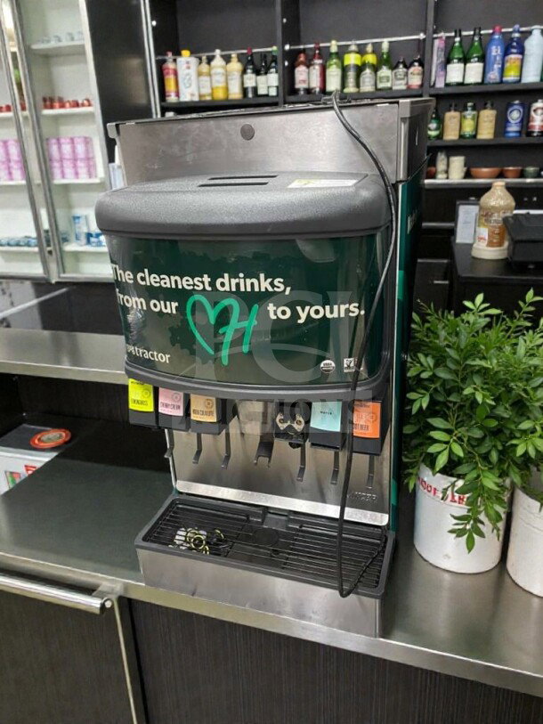 Tractor Beverage multi-flavor juice dispenser, model TRC-M-JCE-0023, 115V, pristine condition, fully tested.
