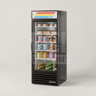 Premium True GDM-26-HC-TSL01 commercial glass door merchandiser refrigerator, fully tested, 115V, UL listed.