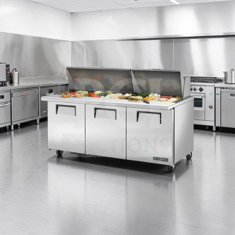 True TSSU-72-30M-B-ST-HC Mega Top Sandwich/Salad Prep Table, elite condition, refrigerated base, 72", 115V.