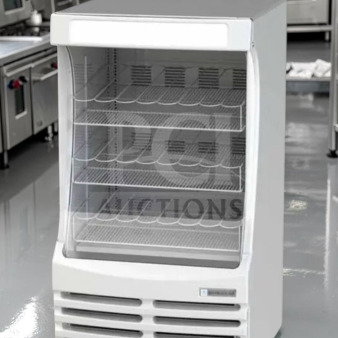 Beverage-Air BZ13-1-W open display case, 30" wide, 3-tier, refrigerated merchandiser, exceptional condition, fully tested.
