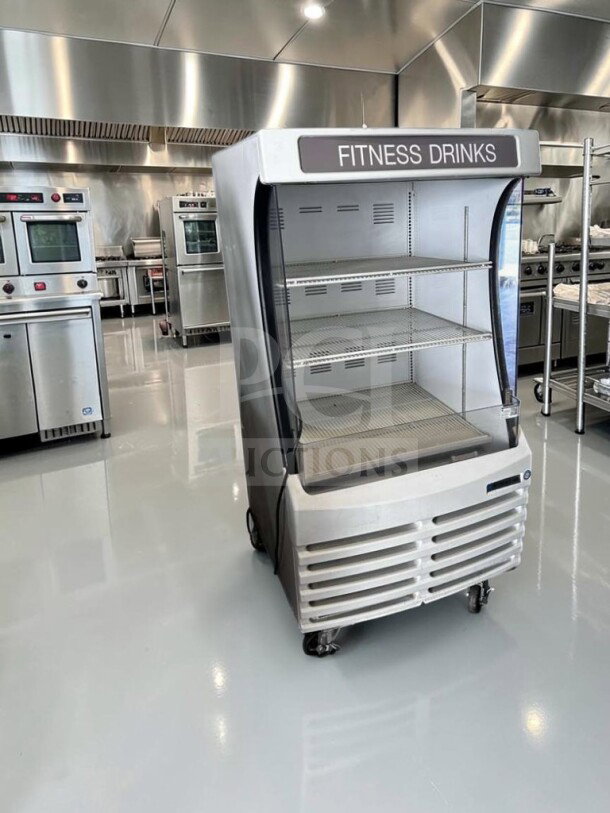 Beverage-Air BZ13-1-W 3-tier refrigerated merchandiser, 30" wide, open display case, exceptional condition, fully tested.