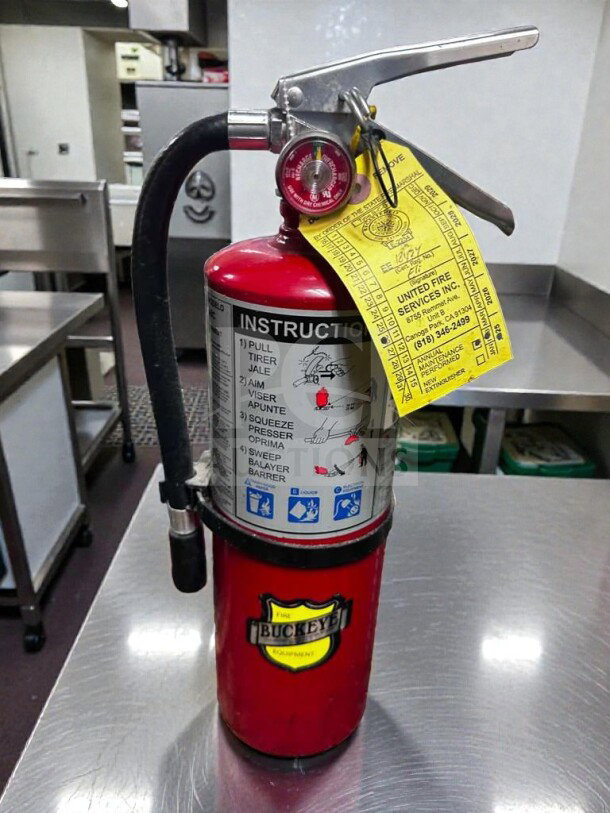 Buckeye Fire Extinguisher 5 HI SA40 ABC, prime condition, UL Listed, fully inspected, visible safety tag.