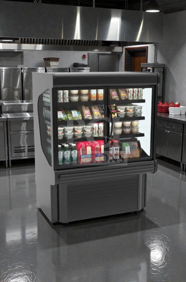 Flawless Hussmann MD4060DA microSC™ glass door merchandiser, 41 5/16", black, fully tested, 115V, excellent condition.