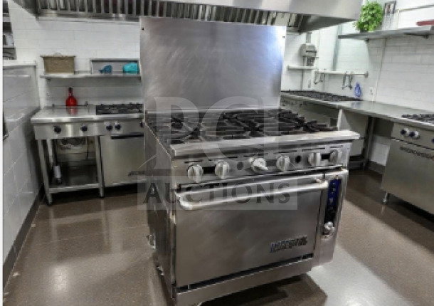 Imperial IR-6-C 36" 6 burner gas range with convection oven, natural gas, in exceptional condition, fully tested.