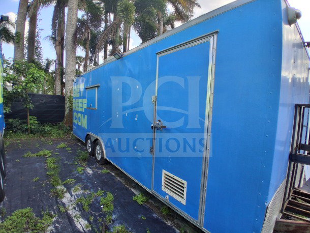 2020 Diamond Cargo 24' Custom Mobile Kitchen in blue, equipped with Pitco fryers, griddle, stainless interior, and Pyro-Chem system.