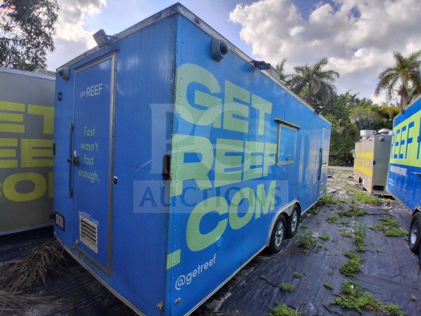 2020 Diamond Cargo 24' Custom Mobile Kitchen, blue, Pitco fryers, commercial griddle, stainless interior, fire suppression.