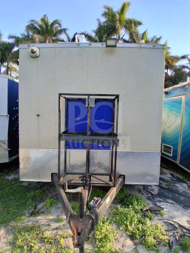 2020 Diamond Cargo 24' Custom Mobile Kitchen, beige and yellow, featuring Pitco fryers and Pyro-Chem fire system.