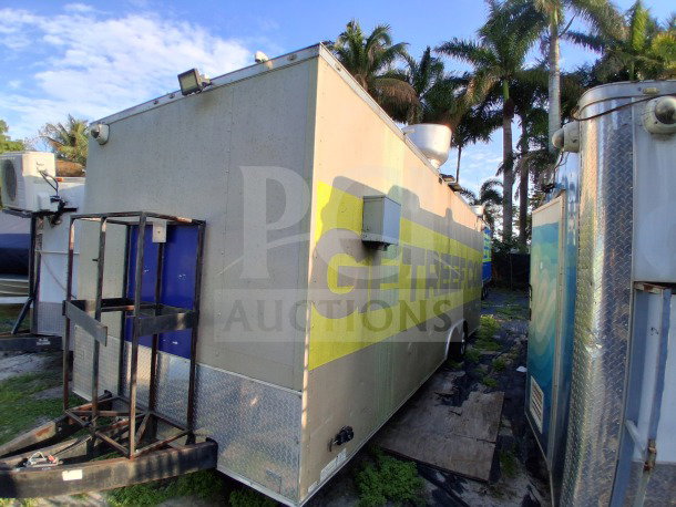 2020 Diamond Cargo 24' Custom Mobile Kitchen, beige/yellow wrap, stainless interior, Pitco fryers, Arctic Air refrigeration.