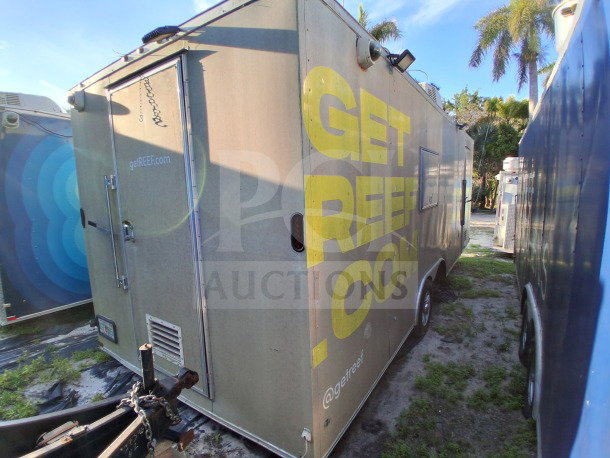 2020 Diamond Cargo 24' Custom Mobile Kitchen in beige and yellow. Features professional-grade equipment and fire suppression system.