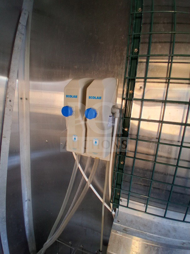 Ecolab dispensers inside the stainless steel interior of a 2020 Diamond Cargo 24' Mobile Kitchen.