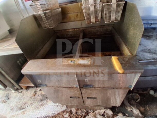 2020 Diamond Cargo 24' Custom Mobile Kitchen showing double Pitco deep fryers, stainless steel interior, used condition.