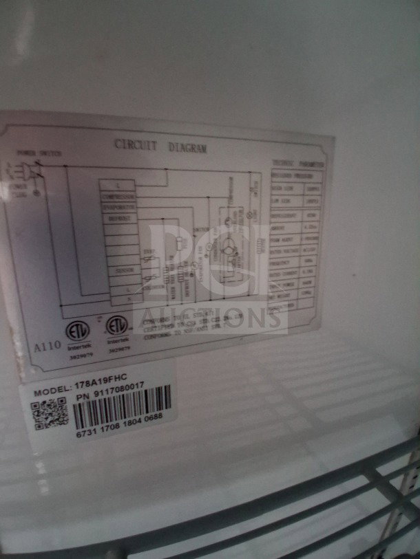 Circuit diagram on D&A Custom Food Trailer's interior. Shows technical specifications, model 178A19FHC, and certifications.