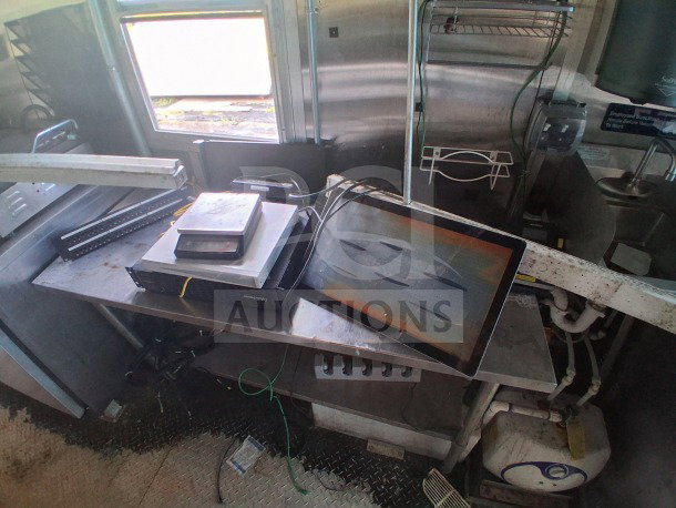 2019 Diamond Cargo 24' mobile kitchen interior, featuring Frymaster and Arctic Air equipment, requires deep cleaning.