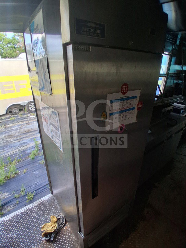 2019 Diamond Cargo 24' mobile kitchen with Arctic Air freezer, showing ventilation and Frymaster equipment. Needs deep clean.