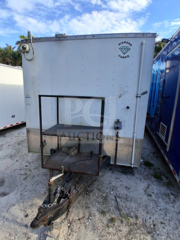 2019 Diamond Cargo 24' mobile kitchen trailer, unfinished interior, equipped connections, needs deep clean, VIN visible.