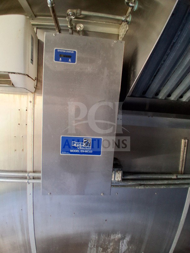 Pyro-Chem Model EN-MCU3 fire suppression system installed in 2019 Diamond Cargo mobile kitchen, part of safety features.