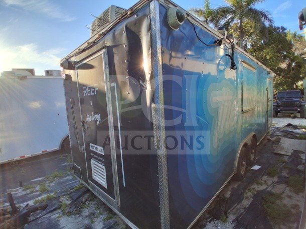 2019 Quality Cargo Food Trailer, commercial kitchen, large order window, grease hood, fryers, griddle, Atosa refrigeration.