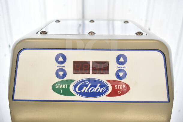 BRAND NEW Globe SP40 40 Qt. mixer control panel with digital timer, start/stop buttons, and branded logo.
