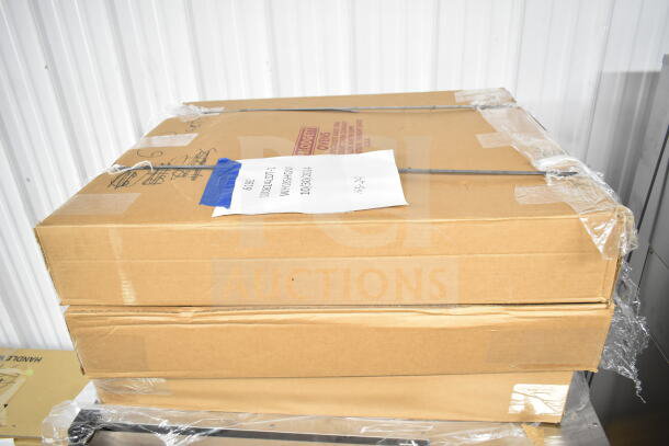 New Blodgett 61BE INVOQ HYBRID Combi Oven in box. 208V, 3-phase. Box labeled with serial and model info.