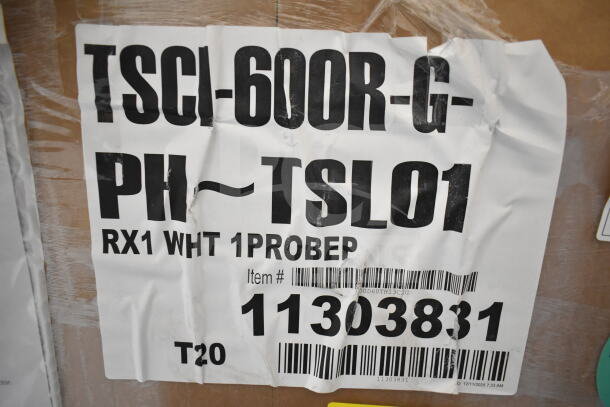 Label on box of True TSCI-600R-G-PH cooler indicates item number 11303831. New condition with minor cosmetic flaws.