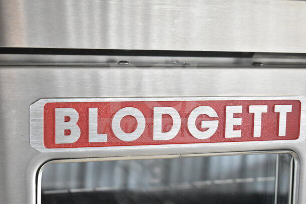 BRAND NEW SCRATCH AND DENT 2019 Blodgett Mark V-100 Convection Oven, 208V, 3 Phase, on stand with casters, logo visible.
