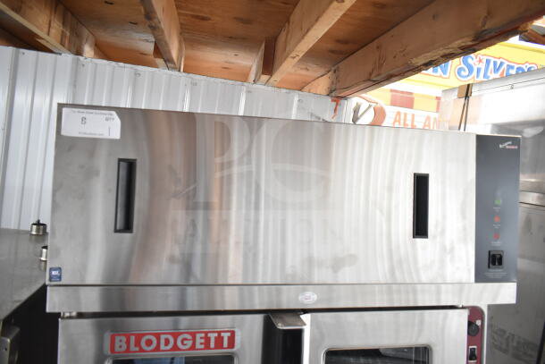 BRAND NEW 2019 Blodgett Mark V-100 commercial electric convection oven on pan rack with casters, 208V, 3 phase.