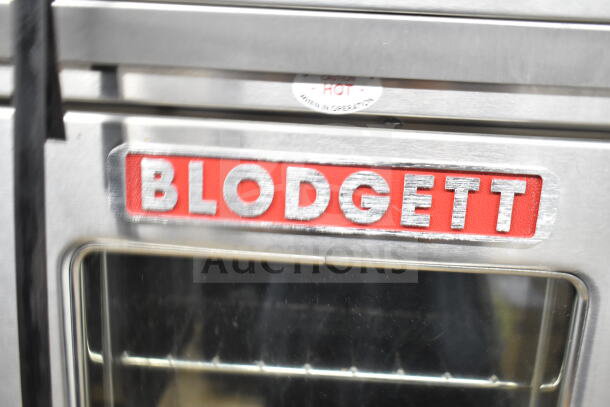 Brand new 2021 Blodgett VLH half-size convection oven, electric, commercial casters, Blodgett label visible.